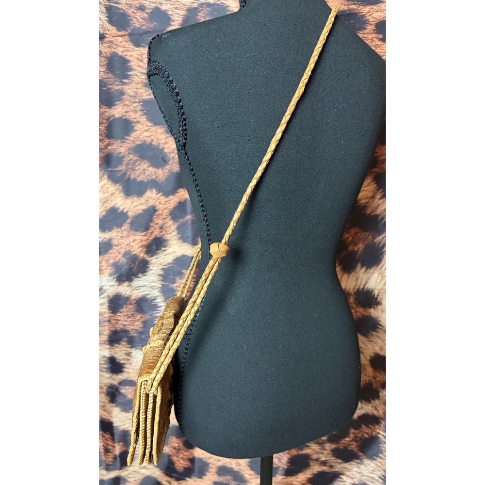 Vintage Light Tan Natural 1960's Hornback Alligator Skin Cross Body Shoulder Bag - Picture 5 of 8